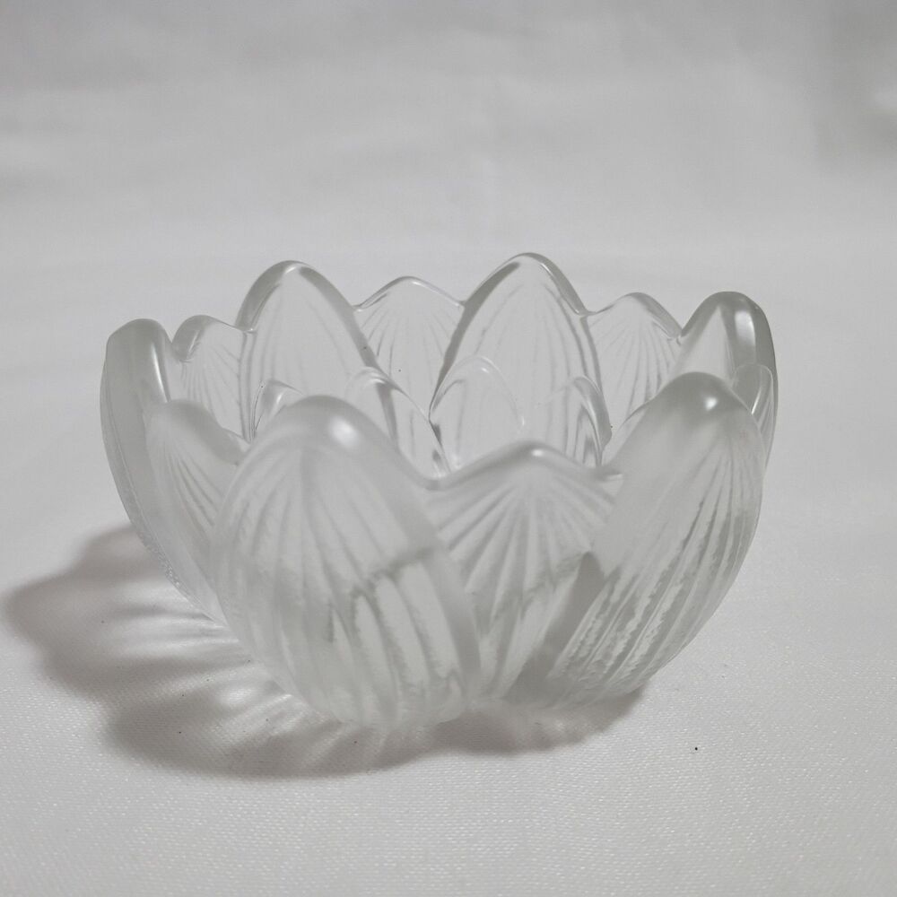 VTG Fenton Lotus Flower Art Glass Bowl –  Candle Holder Trinket Bowl Decor
